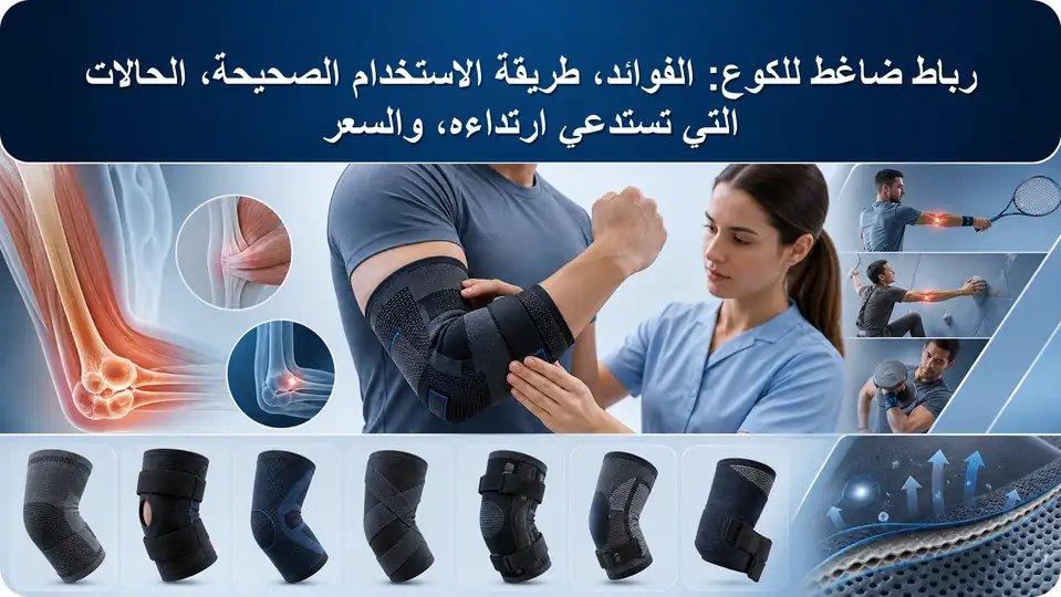 رباط ضاغط للكوع: الفوائد، طريقة الاستخدام الصحيحة، الحالات التي تستدعي ارتداءه، والسعر