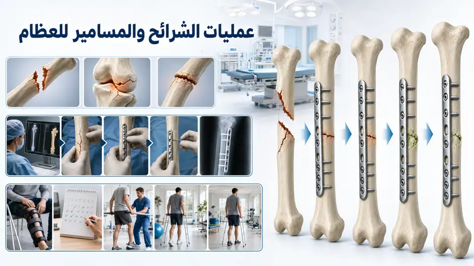 عمليات الشرائح والمسامير للعظام | دواعي إجرائها، خطوات العملية، ومدة التعافي
