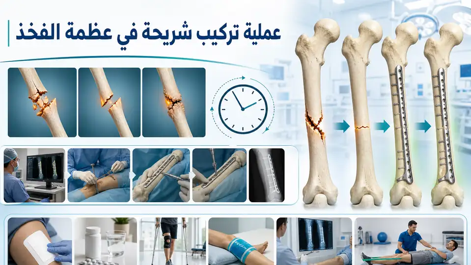 عملية تركيب شريحة في عظمة الفخذ: الأسباب، خطوات الجراحة، مدة العملية، وأهم التعليمات بعد الجراحة