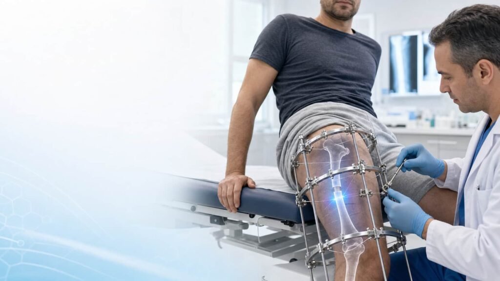 جهاز اليزاروف لعظمة الفخذ: الحالات التي يحتاج إليها، خطوات العلاج، المميزات والعيوب